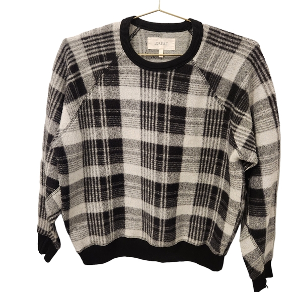 The Great. The College Sweatshirt Black Lumber plaid size small - Picture 5 of 7